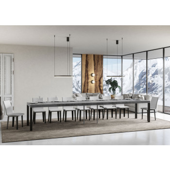 Mesa Everyday Premium con patas antracita D.90 - Mesa extensible 90X140/400 cm Everyday Premium Fresno Blanco con patas antracita