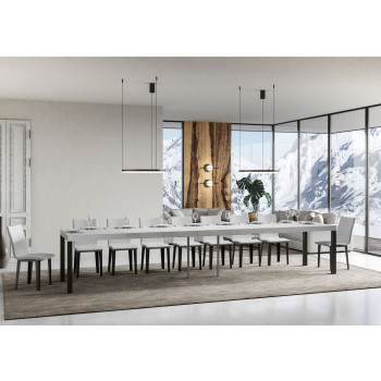 Mesa Everyday Premium con patas antracita D.90 - Mesa extensible 90X140/400 cm Everyday Premium Fresno Blanco con patas antracita
