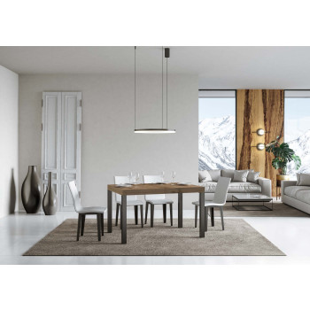 Mesa Everyday Premium con patas antracita D.90 - Mesa extensible 90X140/400 cm Everyday Premium Fresno Blanco con patas antracita