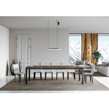 Mesa Everyday Premium con patas antracita D.90 - Mesa extensible 90x180/284 cm Everyday Premium Fresno Blanco con patas antracita