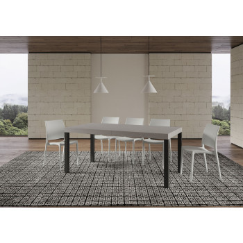 Mesa Everyday Premium con patas antracita D.90 - Mesa extensible 90x180/284 cm Everyday Premium Fresno Blanco con patas antracita
