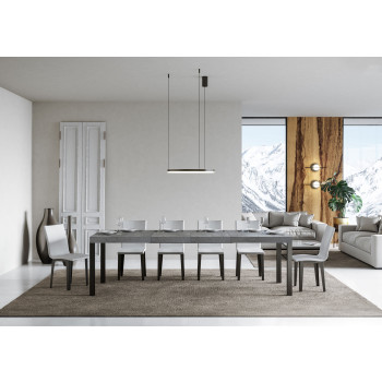 Mesa Everyday Premium con patas antracita D.90 - Mesa extensible 90x180/440 cm Everyday Premium Fresno Blanco con patas antracita