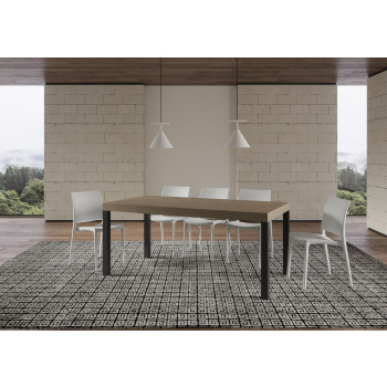 Mesa Everyday Premium con patas antracita D.90 - Mesa extensible 90x180/440 cm Everyday Premium Fresno Blanco con patas antracita
