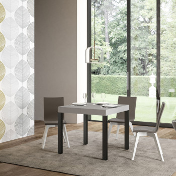 Mesa Everyday Premium con patas antracita D.90 - Mesa extensible 90x90/246 cm Everyday Premium Fresno Blanco con patas antracita