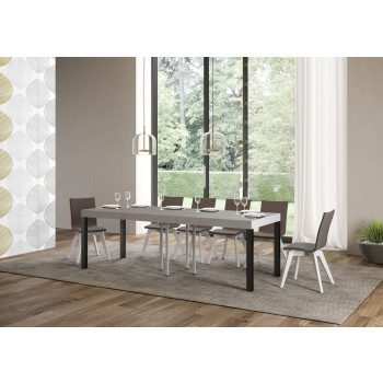 Mesa Everyday Premium con patas antracita D.90 - Mesa extensible 90x90/246 cm Everyday Premium Fresno Blanco con patas antracita