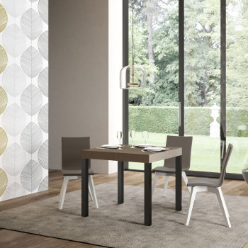 Mesa Everyday Premium con patas antracita D.90 - Mesa extensible 90x90/246 cm Everyday Premium Fresno Blanco con patas antracita