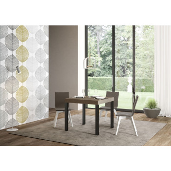 Mesa Everyday Premium con patas antracita D.90 - Mesa extensible 90x90/246 cm Everyday Premium Fresno Blanco con patas antracita