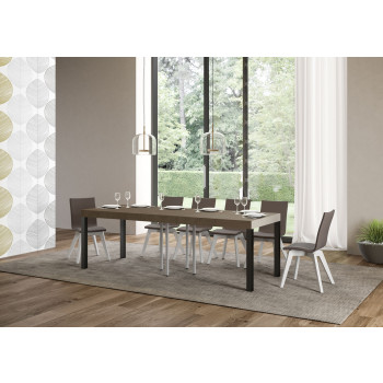 Mesa Everyday Premium con patas antracita D.90 - Mesa extensible 90x90/246 cm Everyday Premium Fresno Blanco con patas antracita