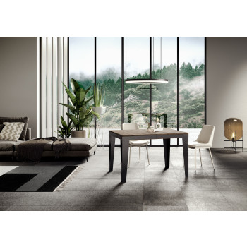 Mesa Flame Evolution con patas y estructura antracita D.90 - Mesa extensible 120/380x90 cm Flame Evolution fresno blanco con estructura y patas antracita