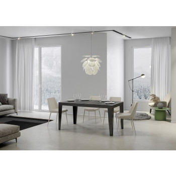 Mesa Flame Evolution con patas y estructura antracita D.90 - Mesa extensible 160/264x90 cm Flame Evolution fresno blanco con estructura y patas antracita