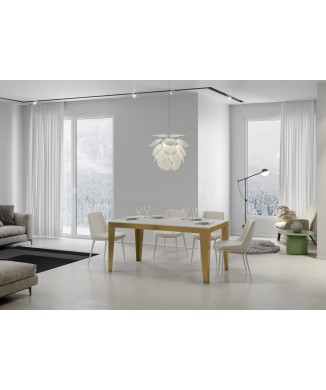Mesa Flame Evolution Gold - Mesa extensible 90x120/224 cm Flame Evolution Estructura de fresno blanco dorado