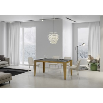 Mesa Flame Evolution Gold - Mesa extensible 90x180/284 cm Flame Evolution Estructura de fresno blanco dorado