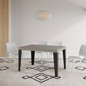 Mesa Flame con patas antracita D.80 - Mesa extensible 120/204x80 cm Fresno blanco Flame con patas antracita