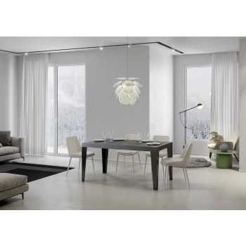 Mesa Flame con patas antracita D.80 - Mesa extensible 140/224x80cm Fresno blanco Flame con patas antracita