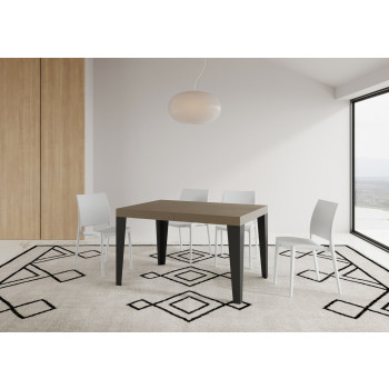 Mesa Flame con patas antracita D.90 - Mesa extensible 120/224x90 cm Fresno blanco Flame con patas antracita