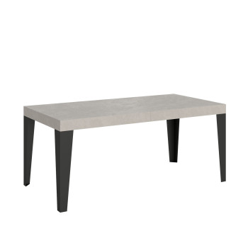 Mesa Flame con patas antracita D.90 - Mesa extensible 180/284x90 cm Fresno blanco Flame con patas antracita