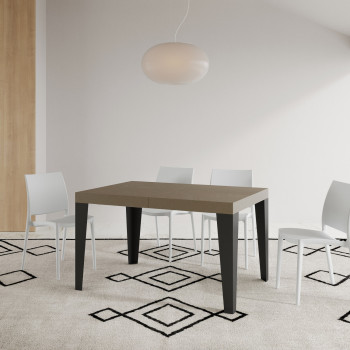 Mesa Flame Premium con patas antracita D.90 - Mesa extensible 140/244x90 cm Flame Premium fresno blanco con patas antracita