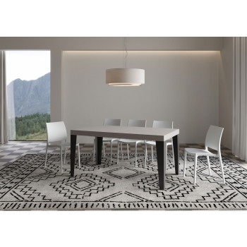 Mesa Flame Premium con patas antracita D.90 - Mesa extensible 160/264x90 cm Flame Premium fresno blanco con patas antracita