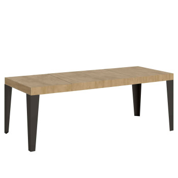 Mesa Flame Premium con patas antracita D.90 - Mesa extensible 180/440x90 cm Flame Premium fresno blanco con patas antracita