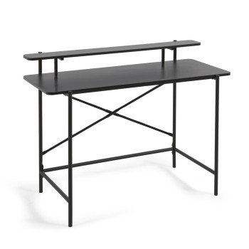 Mesa Galatia de melamina negra con patas de metal pintado negro 120 x 60 cm
