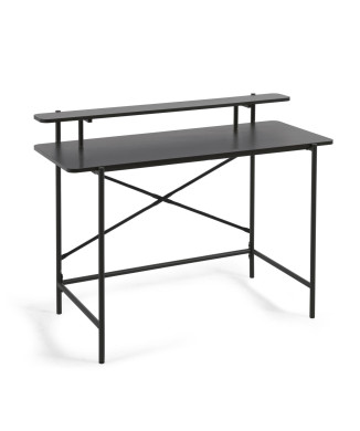 Mesa Galatia de melamina negra con patas de metal pintado negro 120 x 60 cm