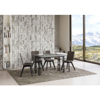 Mesa doble Ghibli - 120/200x45/90 cm Mesa plegable doble Ghibli de roble natural con estructura antracita