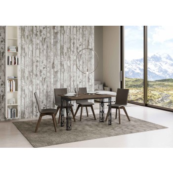 Mesa doble Ghibli - 120/200x45/90 cm Mesa plegable doble Ghibli de roble natural con estructura antracita