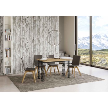 Mesa doble Ghibli - 120x45/90 cm Mesa plegable doble Ghibli de roble natural con estructura antracita