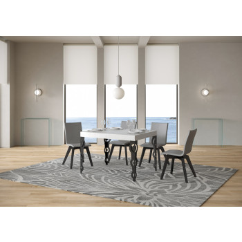 Mesa Karamay D.80 - Mesa extensible 120/204x80 cm Karamay fresno blanco con patas antracita
