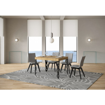 Mesa Karamay D.80 - Mesa extensible 120/204x80 cm Karamay fresno blanco con patas antracita