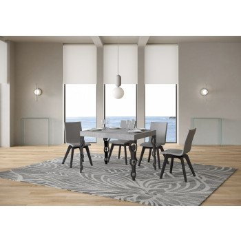 Mesa Karamay D.80 - Mesa extensible 120/204x80 cm Karamay fresno blanco con patas antracita