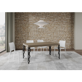 Mesa Karamay D.80 - Mesa extensible 160/244x80 cm Karamay fresno blanco con patas antracita