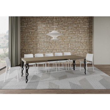 Mesa Karamay D.80 - Mesa extensible 160/244x80 cm Karamay fresno blanco con patas antracita