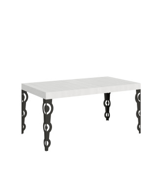 Mesa Karamay D.80 - Mesa extensible 160/244x80 cm Karamay fresno blanco con patas antracita