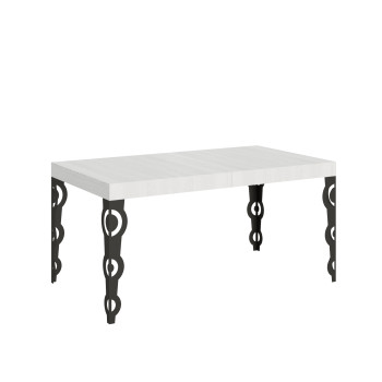 Mesa Karamay D.80 - Mesa extensible 160/244x80 cm Karamay fresno blanco con patas antracita