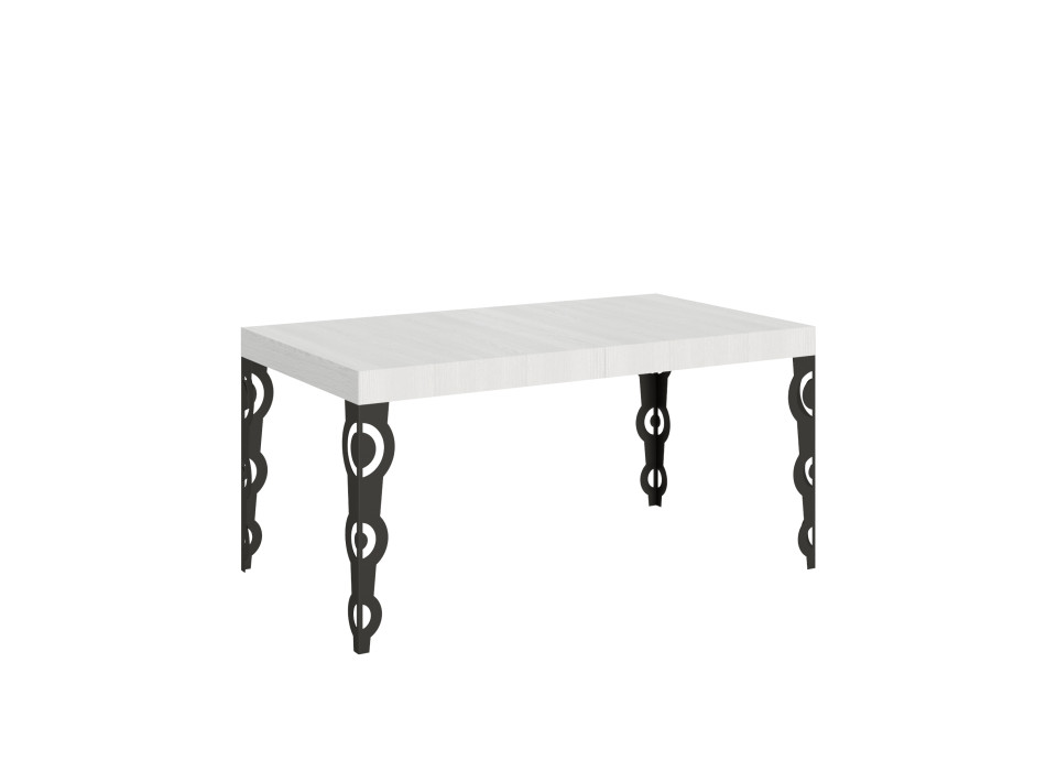 Mesa Karamay D.80 - Mesa extensible 160/244x80 cm Karamay fresno blanco con patas antracita