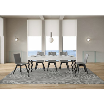 Mesa Karamay Premium con patas antracita D.90 - Mesa extensible 130/390x90 cm Karamay Premium fresno blanco con patas antracita