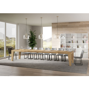 Mesa Naxy Premium D.90 - Mesa extensible 200/460x90 cm Naxy Premium fresno blanco