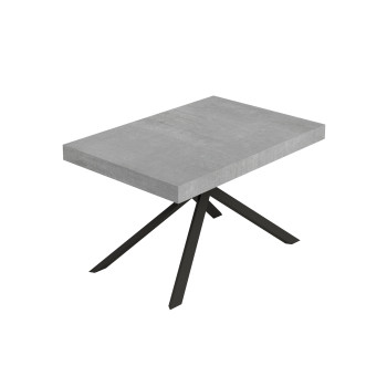 Mesa Niket con patas antracita y 2 extensibles D.80 - Mesa extensible Niket 80x140/224 cm con madera de fresno blanco y patas antracita