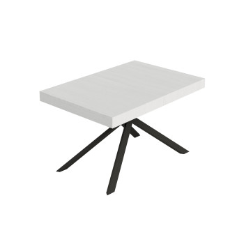 Mesa Niket con patas antracita D.90 - Mesa extensible Niket 90x130/390 cm fresno blanco con patas antracita