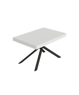 Mesa Niket con patas antracita D.90 - Mesa extensible 90x140/244 cm Niket fresno blanco con patas antracita