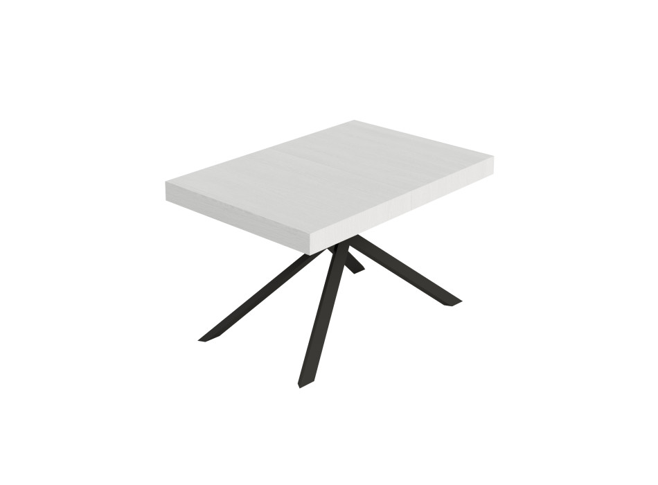 Mesa Niket con patas antracita D.90 - Mesa extensible 90x140/244 cm Niket fresno blanco con patas antracita