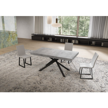 Mesa Niket con patas antracita D.90 - Mesa extensible Niket 90x160/264 cm fresno blanco con patas antracita