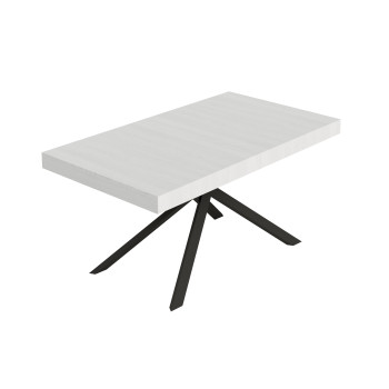Mesa Niket con patas antracita D.90 - Mesa extensible Niket 90x160/264 cm fresno blanco con patas antracita
