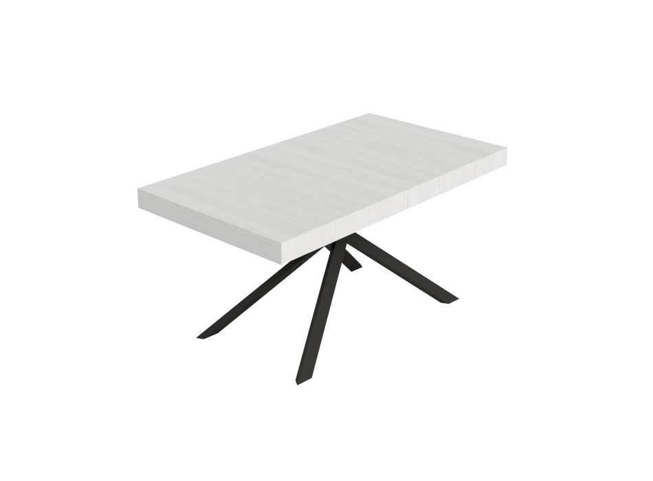 Mesa Niket con patas antracita D.90 - Mesa extensible Niket 90x160/264 cm fresno blanco con patas antracita