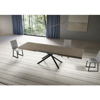 Mesa Niket con patas antracita D.90 - Mesa extensible Niket 90x180/284 cm fresno blanco con patas antracita