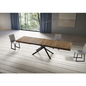 Mesa Niket con patas antracita D.90 - Mesa extensible Niket 90x180/284 cm fresno blanco con patas antracita