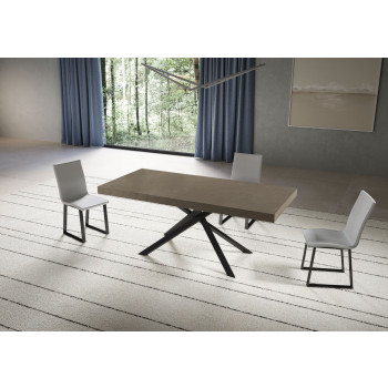 Mesa Niket con patas antracita D.90 - Mesa extensible Niket 90x180/440 cm fresno blanco con patas antracita