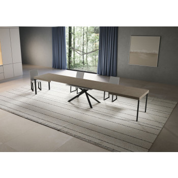 Mesa Niket con patas antracita D.90 - Mesa extensible Niket 90x180/440 cm fresno blanco con patas antracita