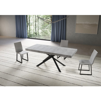 Mesa Niket con patas antracita D.90 - Mesa extensible Niket 90x180/440 cm fresno blanco con patas antracita